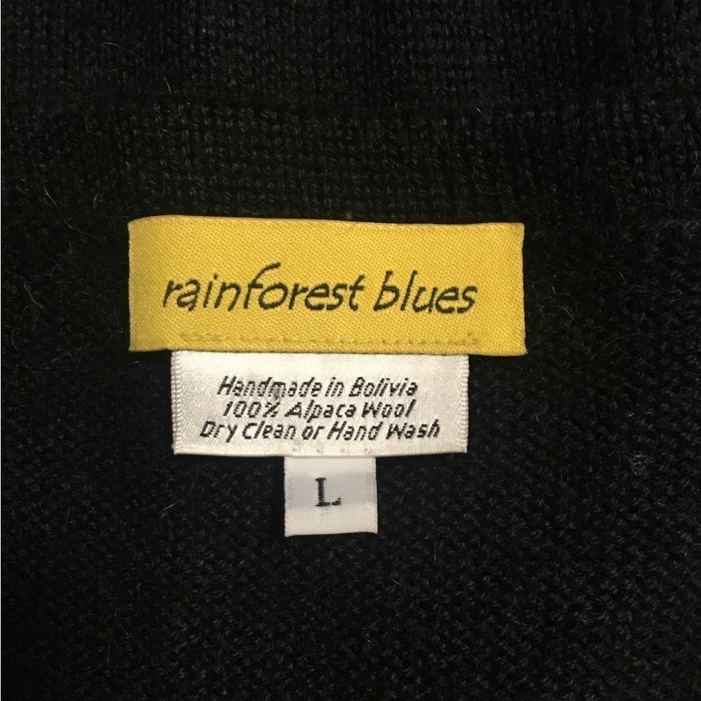 Rainforest Blues 100% alpaca wool handmade vest LARGE . Made in Bolivia. - Picture 6 of 6